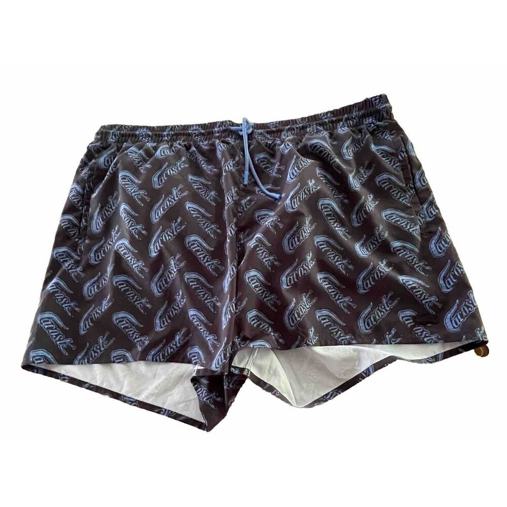 Lacoste Shorts Swim Trunks All Over Print Lined Elastic Drawstring Mens XL New